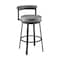Armen Living Neura Swivel Counter or Bar Stool in Black Finish with Gray Faux Leather 840254333482 - alternate 1